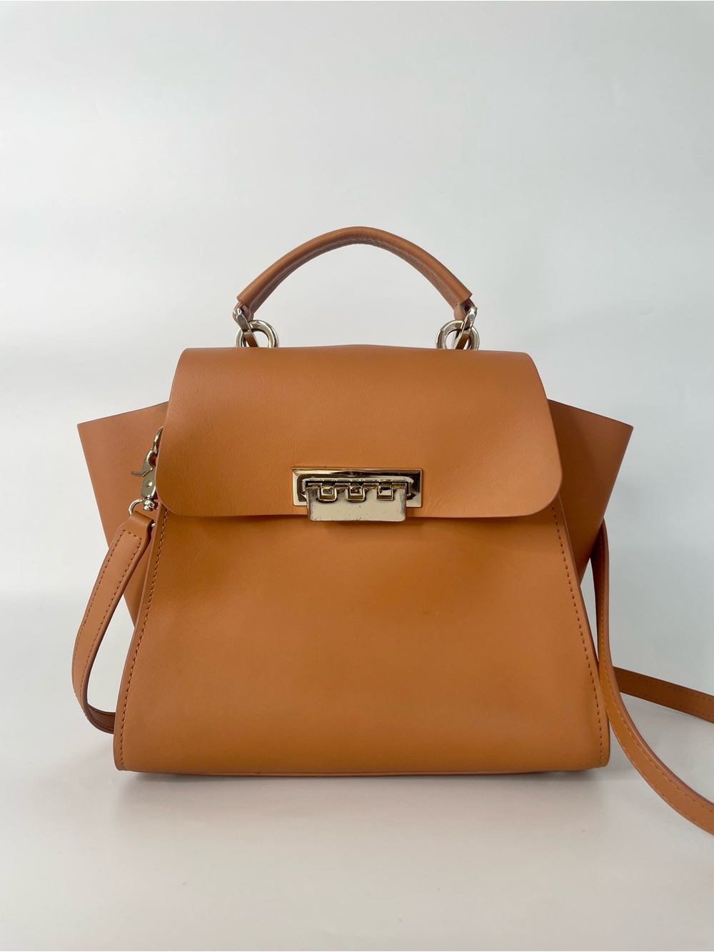 ZAC Zac Posen Eartha Convertible Backpack Cognac Camel Leather Satchel Crossbody